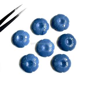 Pendentif en opale bleue naturelle sculptée en forme de fleur, 25 mm, pour la création de bijoux, sculpture de fleur en opale bleue - Product Image 3