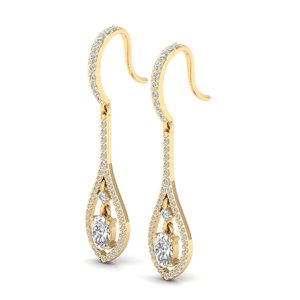 Boucles d'oreilles pendantes REYES en diamant de laboratoire CVD HPHT exquis, en or massif 14 carats, bijoux raffinés de luxe pour femmes, parfaits pour les soirées. - Product Image 3