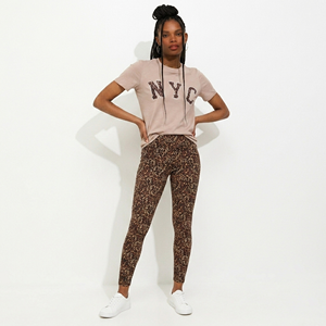 Mink Cotton Leopard Print T-Shirt Wholesale Women's Crew Neck 100% Cotton Relaxed Fit Quick Dry Women's Printed Shirts - Product Image 1