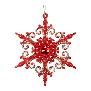 Dernier design unique de décoration de Noël et du Nouvel An, flocon de neige en acrylique argenté, or clair, rouge, or rose, paillettes dorées - Product Image 4