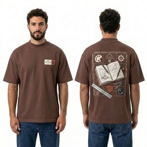 T-shirts Homme à Épaules Tombantes en Coton Peigné Premium, Style Rétro Durable, Motif Baroque, Vente en Gros - Product Image 3