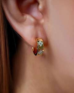 Pendientes de Aro con Doble Trébol y Diamantes Cultivados en Laboratorio para Mujer, Oro Sólido de 14K, Joyería Floral Elegante, Regalo para Novia, Boda u Ocasiones Especiales - Product Image 2