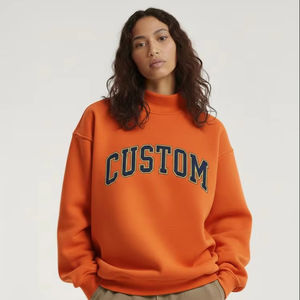 เสื้อสเวตเชิ้ตโอเวอร์ไซส์คอเต่าสำหรับผู้หญิง ผ้าเทอร์รี่เนื้อหนา พิมพ์โลโก้ด้านหน้าได้ตามต้องการ แห้งเร็ว ระบายอากาศดี เป็นมิตรต่อสิ่งแวดล้อม - Product Image 1