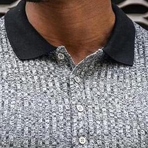 Chemise de golf vintage pour homme, 100 % coton, col brodé, manches courtes, anti-plis, imprimée, style américain - Product Image 3