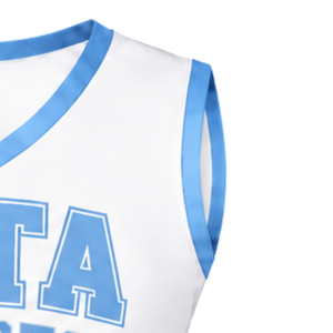 Haut d'uniforme de cheerleading bleu ciel sans manches à col en V pour performance de danse d'équipe et compétition sportive - Product Image 4