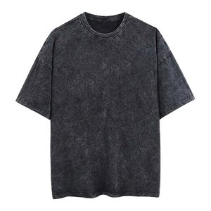 Camisetas Negras para Hombre con Logotipo Personalizado, las Más Vendidas, Estampadas, 100% Algodón, Lavado Ácido, Manga Corta, Estilo Vintage, Hombros Caídos - Product Image 1