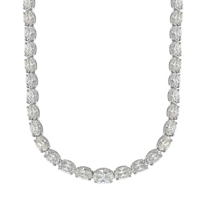 สร้อยคอแฟชั่นสำหรับผู้หญิงประดับเพชรรูปวงรีสีทองสีขาวล้วน18K ประดับเพชรสำหรับปลูกในห้องปฏิบัติการ - Product Image 1