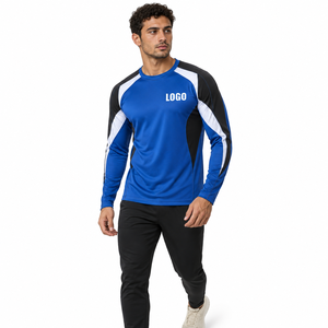 <b>Men's</b> Long Sleeve Sporty T-<b>Shirt</b> Blue <b>Black</b> White Printed Quick Dry Polyester O-Neck <b>Slim</b> <b>Fit</b> - Product Image 3
