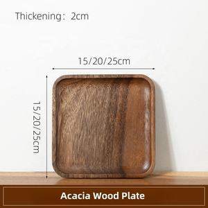 Plateau de service carré en bois d'acacia 15/20/25 cm, plat en bois minimaliste et durable pour les aliments et les apéritifs - Product Image 1