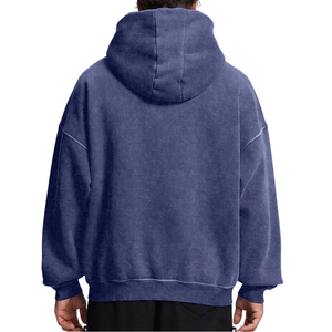 Sweats à capuche délavés pour hommes 2026, basiques, en coton mélangé, avec logo personnalisé, couleur unie, haute qualité et prix raisonnable - Product Image 4