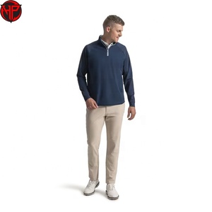 Pull de golf à col zippé pour homme, manches longues, sweat-shirt de sport respirant, séchage rapide, coupe-vent, polyester/coton, uni - Product Image 3