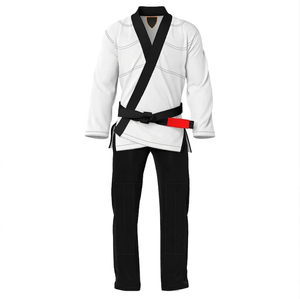 Kimono de BJJ pour homme, haut blanc, pantalon noir, coupe régulière, 100% coton respirant, vêtements d'arts martiaux pour adultes - Product Image 2