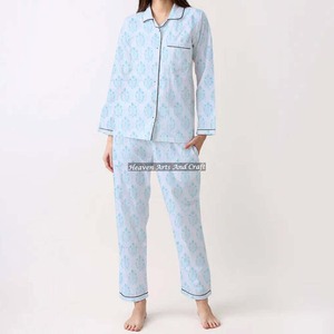 Conjunto de Pijamas de Algodón 100% para Mujer, Ropa de Dormir Suave para el Hogar, Conjunto de Pijamas de Primavera/Verano con Estampado Floral/Personajes/Letras/Estampado/Vacaciones/Árbol PJ053 - Product Image 2