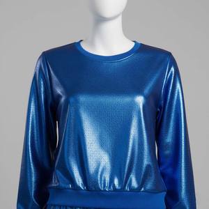 Sudadera de Invierno Personalizada para Mujer, Glam-Sport, Azul Real, Satinado Brillante, 100% Algodón, Venta al Por Mayor, Sudadera de Alta Gama con Manga Larga - Product Image 1