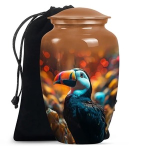 Urne funéraire en aluminium noir grand format, design Toucan, pour cendres d'adultes, finition polie miroir, avec sac en velours offert – Meilleures ventes - Product Image 5