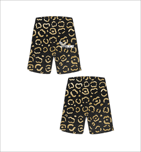 Shorts de bain pour hommes à imprimé léopard, taille haute, élastiques, décontractés, grande taille, avec logo sur la jambe droite - Product Image 1