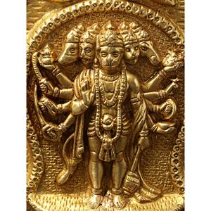 Marco de pared Panchamukhi Lord Hanuman de 9 pulgadas hecho a mano en latón hecho en India - Product Image 2