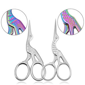 Tijeras de mano vintage con forma de grulla para recortar el vello de las cejas y la nariz, tijeras de acero inoxidable ANAAIF - Product Image 1