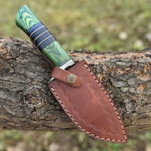 Couteau de chasse artisanal en acier Damas, manche en micarta naturel, étui en cuir, couteau utilitaire pour le camping en plein air, Pasha Enterprises - Product Image 3