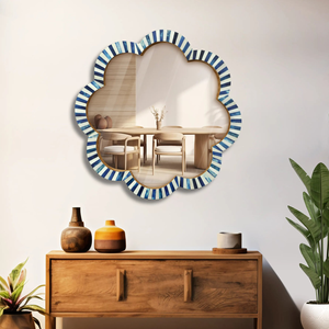 Miroir mural de mariage au design moderne avec motif en os incrusté, écologique, incrustation en résine faite à la main, forme personnalisable par Faizacraft - Product Image 4