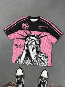 T-shirt de sport unisexe surdimensionné en maille avec imprimé graphique, style streetwear, tendance 2026, personnalisable, vente en gros, fournisseur en vrac - Product Image 3