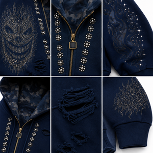 Sweat à capuche décontracté à manches longues, coupe ample, entièrement zippé, anti-plis, écologique, respirant, en polyester/coton, avec doublure, longueur standard - Product Image 4