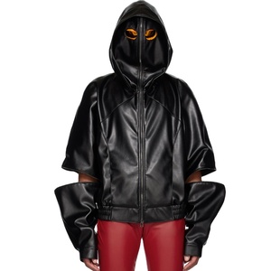 Veste à capuche unisexe en PU à manches longues imperméable toutes saisons, pantalon rouge, bottes noires avec sac fourre-tout - Product Image 1
