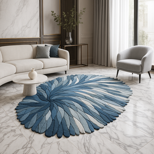 Modern Abstract Leaf Shape Hand Tufted Wool Rug Irregular Area Carpet Design Living Room <b>Decor</b> Latex Backing New Year Gift - Product Image 3