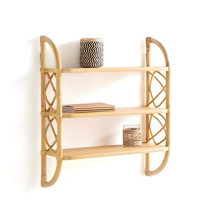 Wood Rattan Bookshelf Modern Bookcases Cheap Price Natural Eco Friendly Bookcase with <b>Hook</b> Racks - Product Image 4