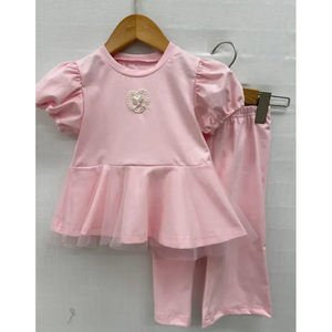 Conjunto de Ropa Transpirable con Patrón Sólido Estilo Coreano OZKIZ para Niñas de 2 a 6 Años, Moda Infantil de Verano al por Mayor - Product Image 1