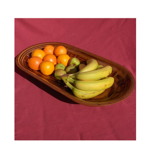 Bol en bois naturel décoratif pour table, bol sur pied pour aliments, fruits, pain ou décoration - Product Image 5