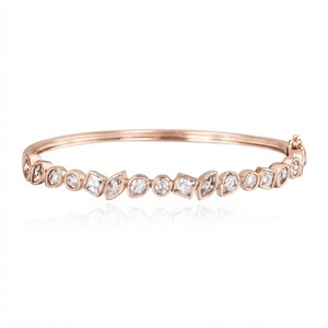 กำไลข้อมือทอง 14K ประดับเพชรแล็บ CVD HPHT รูปทรงหลากหลาย EF VVS น้ำหนัก 1.2 กะรัต แบบมีบานพับ ดีไซน์ทันสมัย หรูหรา เหมาะสำหรับงานแต่งงาน - Product Image 5