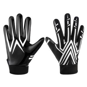 Guantes de Fútbol Americano con Logotipo Personalizado, Diseño Geométrico en Blanco y Negro, Dedos Completos, PU Antideslizante, Palma Adhesiva, Equipo de Entrenamiento para Exteriores - Product Image 3