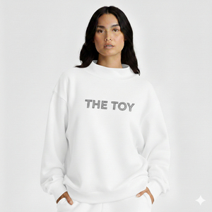 Sweat-shirt ample en molleton de coton doux pour femme, col montant, épaules tombantes, manches longues, style décontracté et ample - Product Image 6