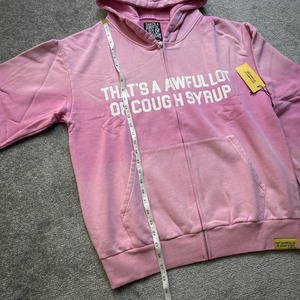 That's Awful Lot Cough Syrup Men Hooded <b>Sweatshirt</b> Pocket Anti-Pilling <b>Pink</b> Oversized Casual French Terry 100% Cotton Acid Wash - Product Image 4