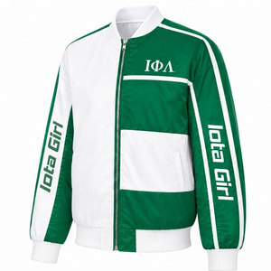 Iota phi Lambda sorority iota เสื้อแจ็กเก็ตเบสบอลสำหรับผู้หญิงสีเขียวและสีขาวมีซิปด้านหน้ามีโลโก้ IPL - Product Image 6
