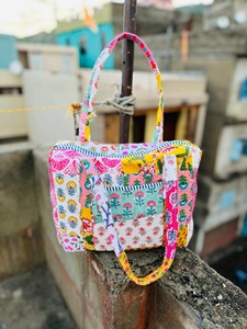 <b>Women's</b> Large Cotton Quilted Weekender <b>Duffle</b> <b>Bag</b> Boho Style Printed Lightweight Outdoor Travel Luggage for Vacation Holidays - Product Image 3