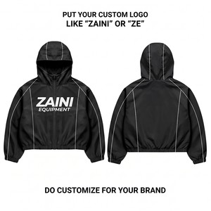 210 GSM Premium Polyester Canvas Waterproof Breathable <b>Windbreaker</b> Jacket <b>Black</b> Contrast Panel OEM ODM Print Winter Men's High - Product Image 1