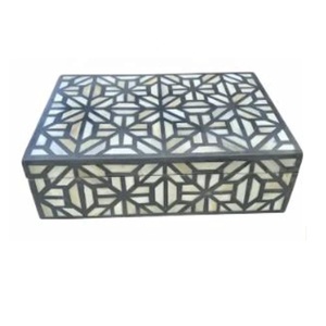 Nouvel arrivage de boîte à bijoux en os avec incrustation d'os géométrique vintage, organisateur polyvalent, boîte décorative pour la maison, meilleur cadeau pour femmes - Product Image 1