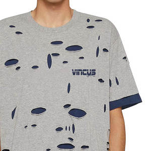 wholesale <b>top</b> best New Design <b>Distressed</b> Custom Streetwear Oversized Knitted 100% Cotton Loose Fit T-Shirt for Women & Men - Product Image 6