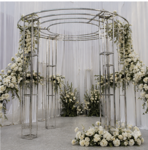 Modern Stainless Steel Wedding Arch Frame Metal Event <b>Backdrop</b> <b>Stand</b> Luxury Circular Canopy Decoration Display Structure - Product Image 3