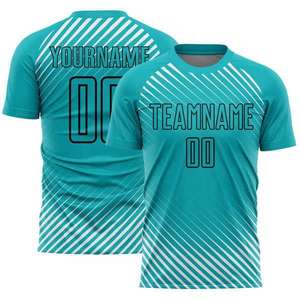 Camiseta Deportiva Sublimada Personalizada con Franja Diagonal Verde Azulado, Jersey de Equipo con Nombre y Número - Product Image 1