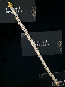Two Tone Iced 925 <b>Silver</b> Butterfly Link <b>Bracelet</b> Hip Hop Bling Jewelry Unisex Luxury Sparkle <b>Charms</b> Moissanite Gold Plated - Product Image 3