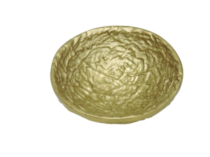 Cuenco Decorativo de Aluminio Fundido Dorado Texturizado – Bandeja Redonda Metálica Martillada para Decoración Moderna de Mesa y Entrada - Product Image 4