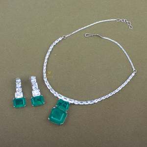 Krisha American Diamond Gold Plated Bridal Necklace & Earring Set - Product Image 2