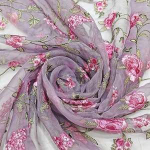 Malty embroidery fabric mesh fabric net fabric embroidered fabric for abaya kaftan modest fashion wholesale buyer fashion supply - Product Image 6