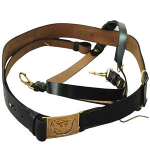 Ceinture en cuir véritable reproduction américaine pour ceinture d'épée de cavalerie, ceinture décontractée à motif uni, respirante, avec boucle en acier - Product Image 6