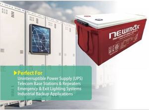 แบตเตอรี่ตะกั่วกรดแบบ Deep Cycle AGM สำหรับระบบสำรองไฟฟ้า UPS พลังงานแสงอาทิตย์ รุ่น 3 NEWMAX PNB121000 12V 100Ah ความจุ 1200Wh อายุการใช้งาน 7-8 ปี - Product Image 1
