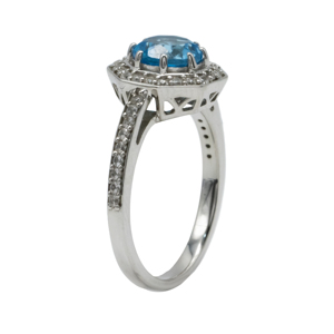 Anillo de Halo Octogonal Geométrico de Plata 925 de Primera Calidad con Acabado en Rodio, Color Topacio Azul y Detalles Brillantes de Circonita Cúbica para Mujer, Regalo - Product Image 2