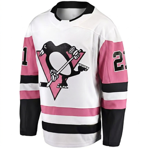 Custom <b>mens</b> ice hockey Jersey full Sleeve white pink <b>black</b> breathable customized team number logo sportswear jersey OEM service - Product Image 1